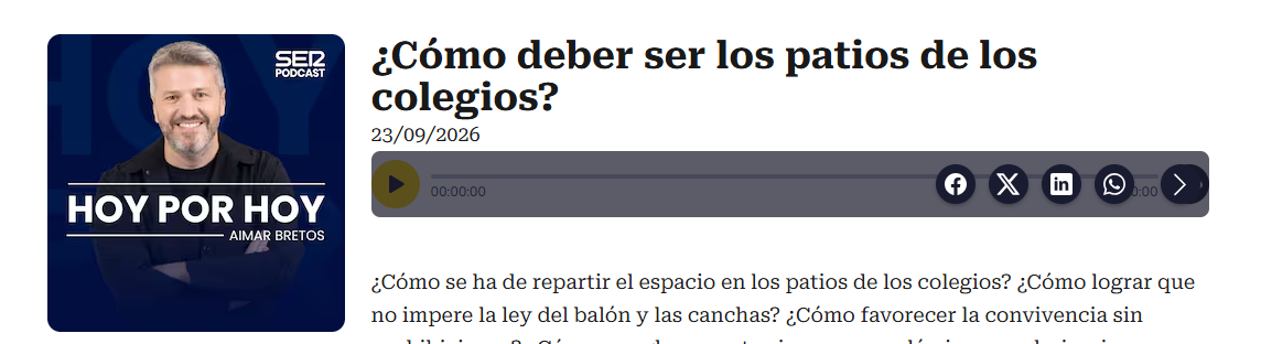 SER irratian elkarrizketa: ¿Cómo deber ser los patios de los colegios?